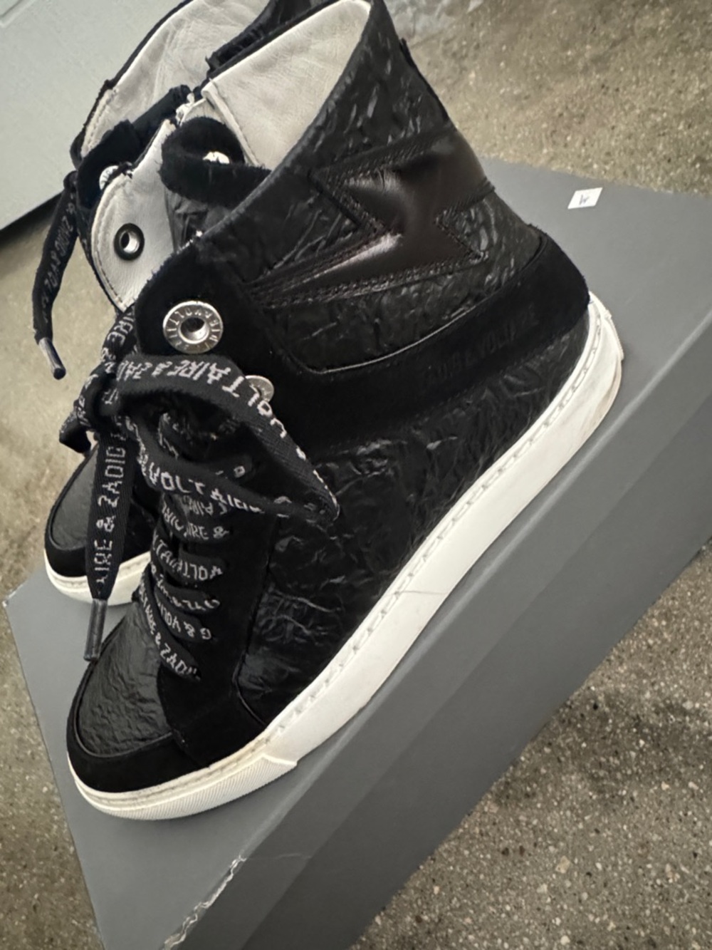 Zadig & Voltaire Black & White High-Top Logo Sneakers - Picture 2 of 4